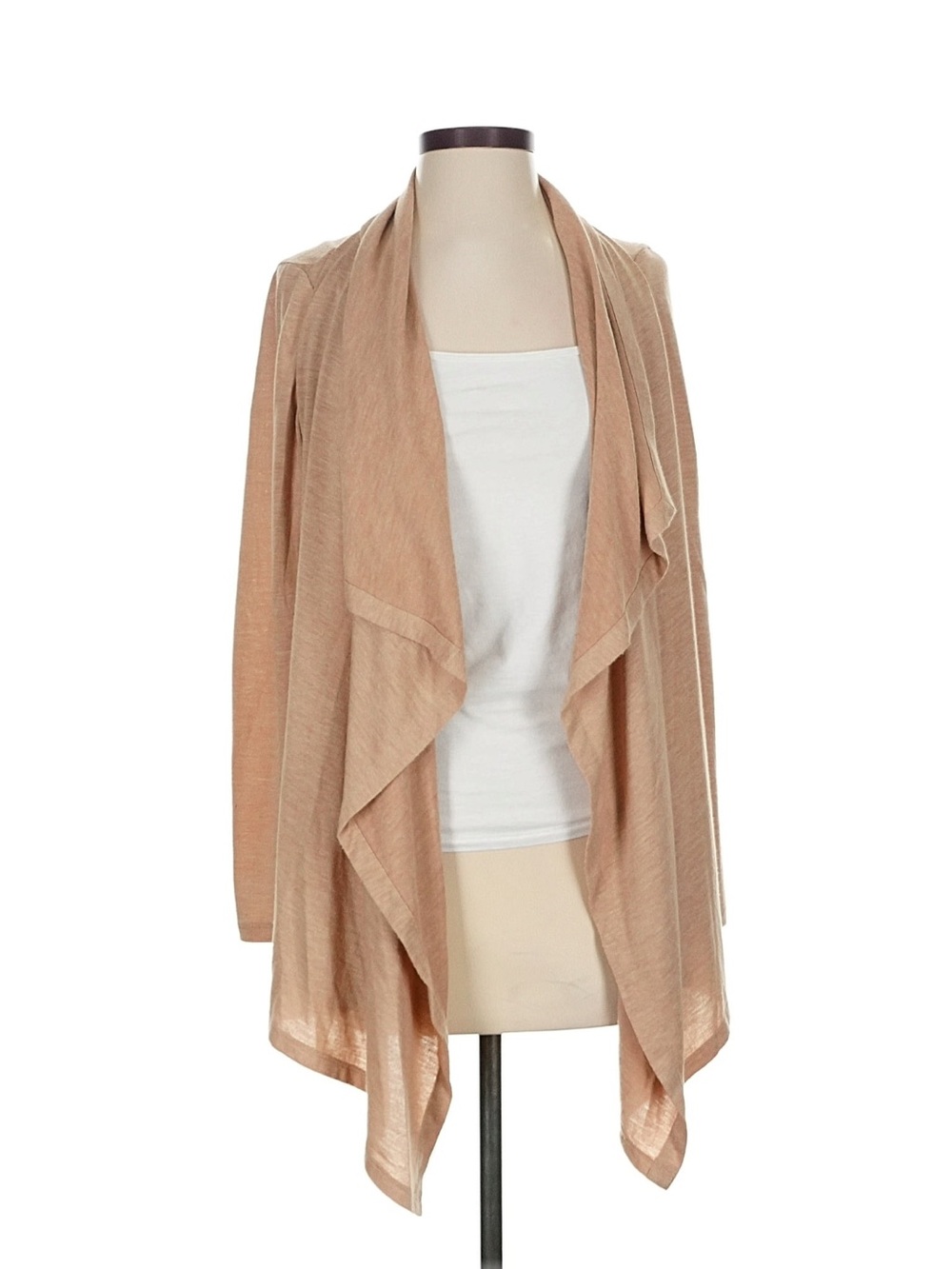 Ann Taylor Peach Open-Front Waterfall Cardigan